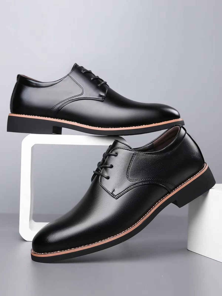 1 Pair New Men's Pointed Toe Casual Soft Bottom Leather Dress Shoes, British Style