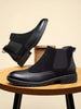 Men's Brown Wingtip Chelsea Boots, Elastic Side Panel Dress Boots With Brogue Detailing